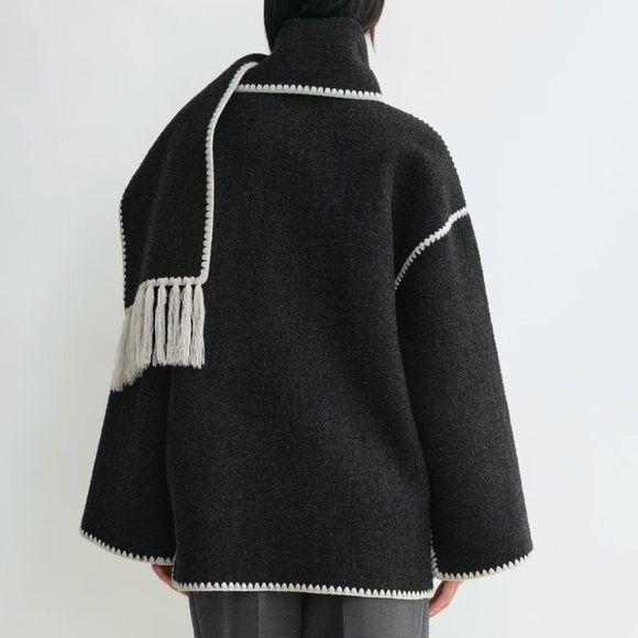 TOTEME Embroidered Scarf Jacket, Size 40 - Picture 4 of 15